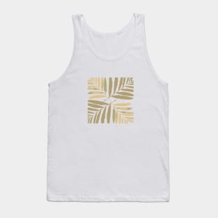 Geometric palm leaves gold on white , leaves, tropical , fall,  TeePublic Tank Top